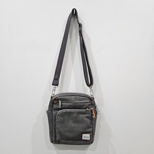 Travelon Anti-Theft Heritage Tour Bag Pewter Crossbody Grey Vacation Travel Logo